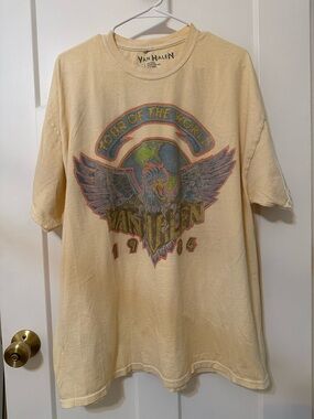 Van Halen 'Tour of the World' Graphic Tee - Yellow OVERSIZED urban outfitters